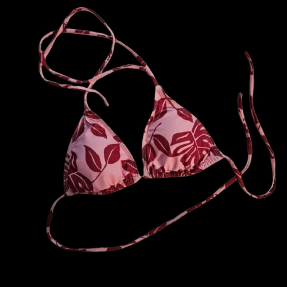Shein Island Print Bikini Top
